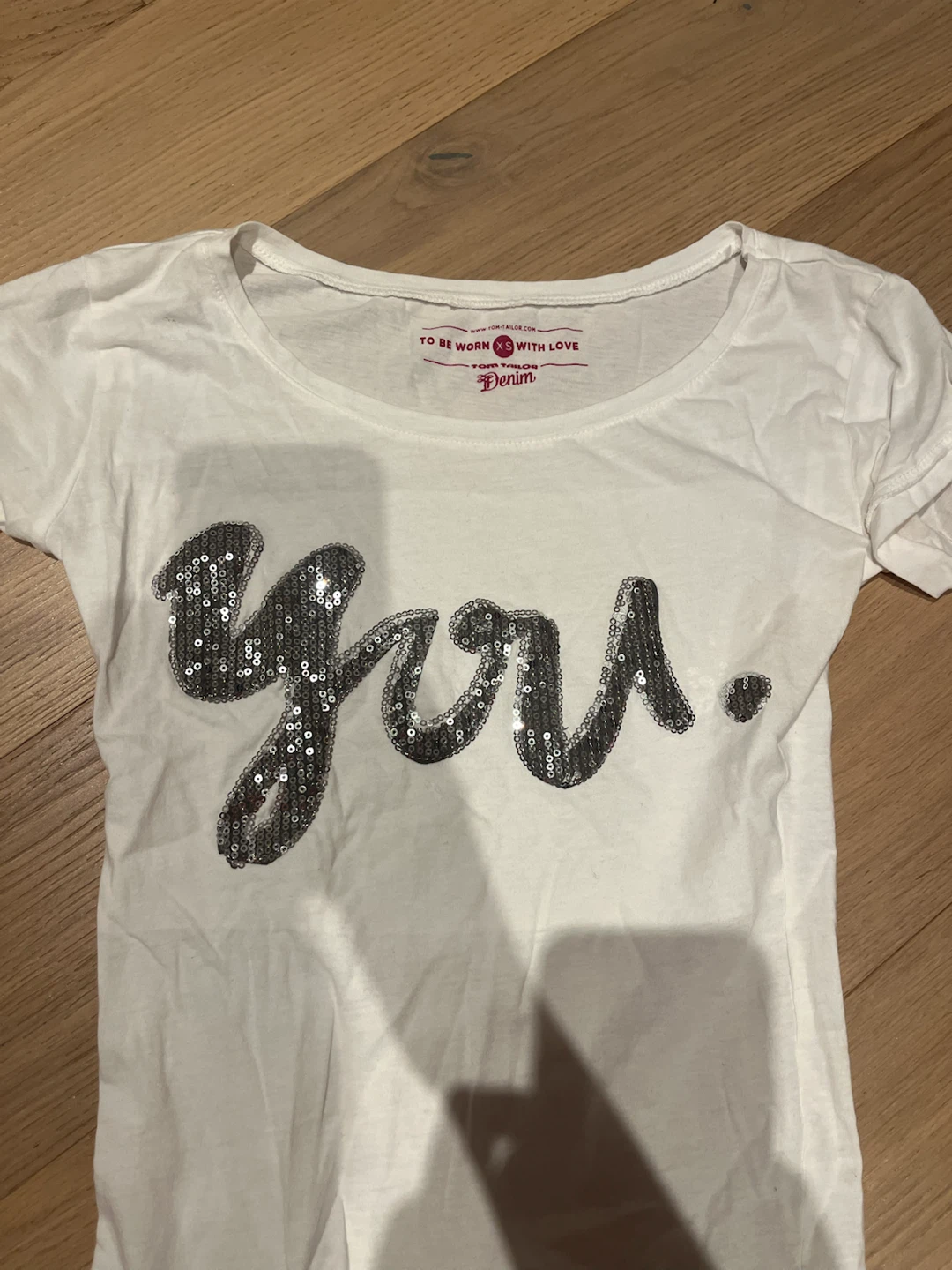 Tom Tailor Denim White "you." Sequin T-Shirt XS - photo 2