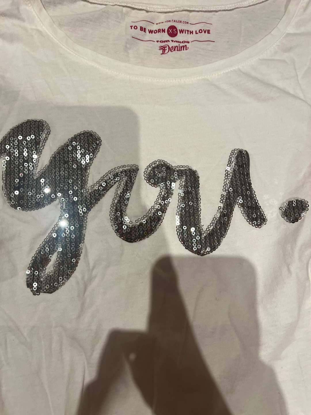 Tom Tailor Denim White "you." Sequin T-Shirt XS - photo 4