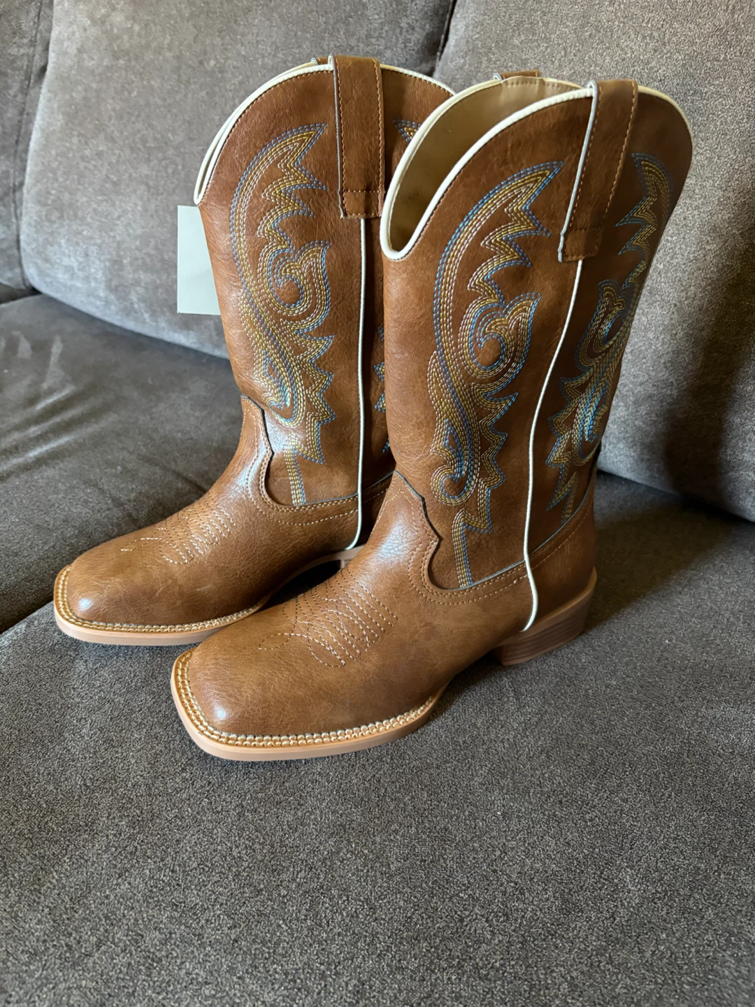 New SheSole Women's Extra Wide Calf Brown Cowboy Boots