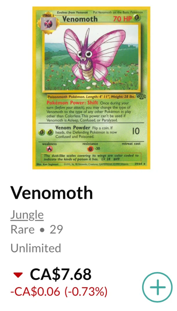 Venemoth • Pokémon Jungle Set *** - photo 3