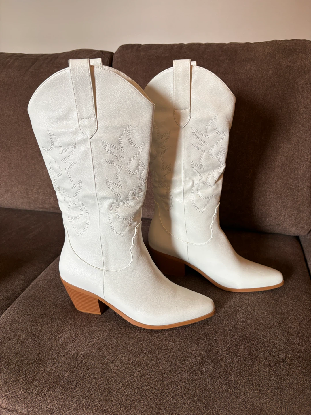 New Western Cowboy Boots for Women White Mid Calf