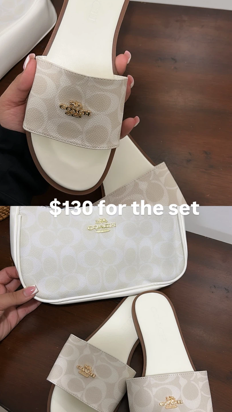 Coach Signature Slip-On Sandals & Pouch Set