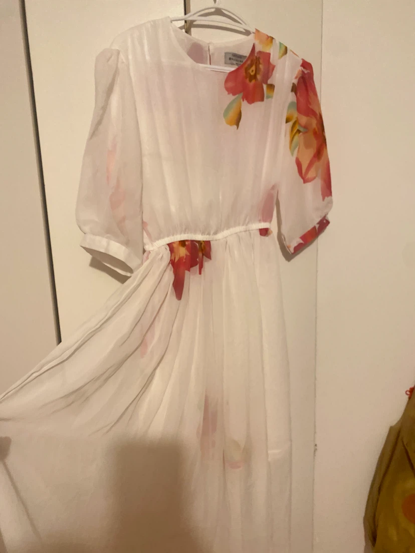 White floral sheer dress