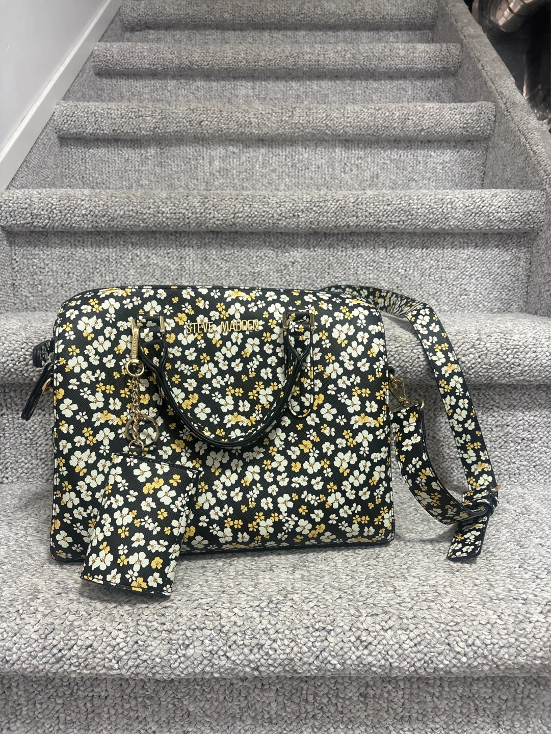 Steve Madden Floral Satchel with Matching Pouch