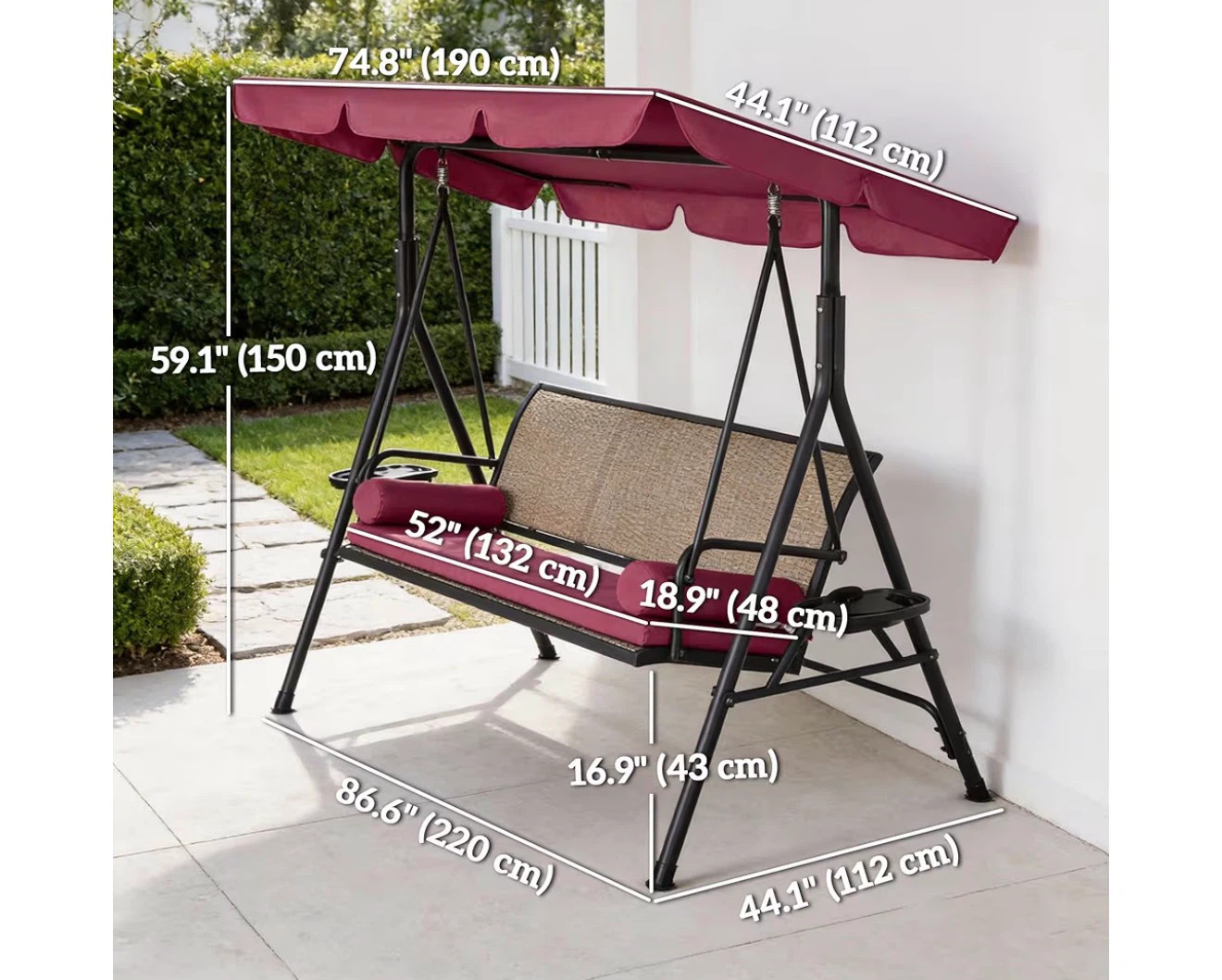 3 Seats patio swing, ( Brand new in the box) - photo 2
