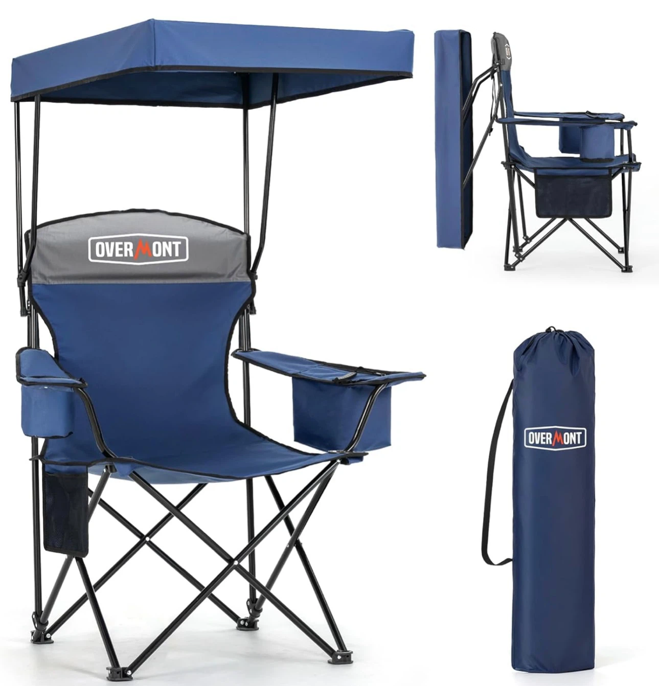 OVERMONT Camping Chair with Cooler Bag and Canopy