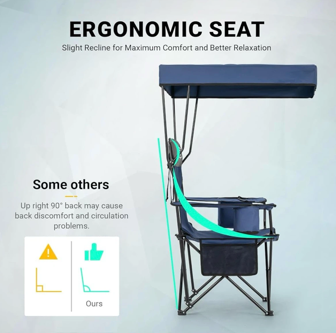 OVERMONT Camping Chair with Cooler Bag and Canopy - photo 3