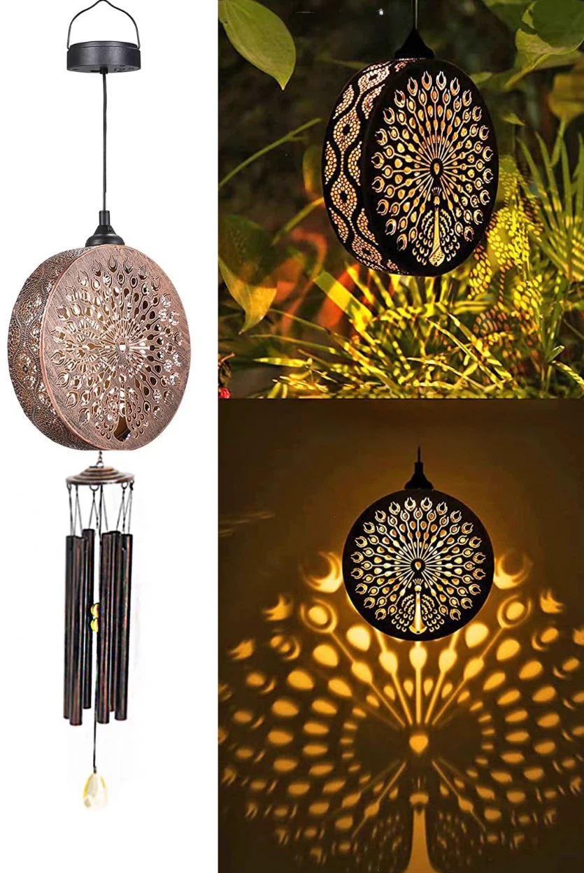 Solar Powered Peacock Wind Chime Light