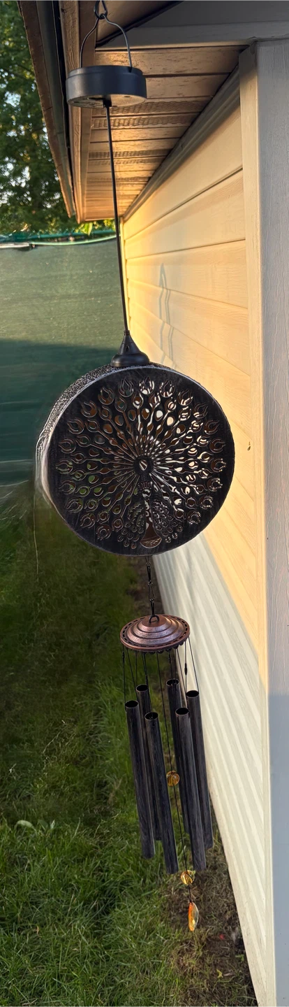 Solar Powered Peacock Wind Chime Light - photo 2