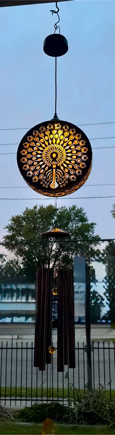 Solar Powered Peacock Wind Chime Light - photo 3