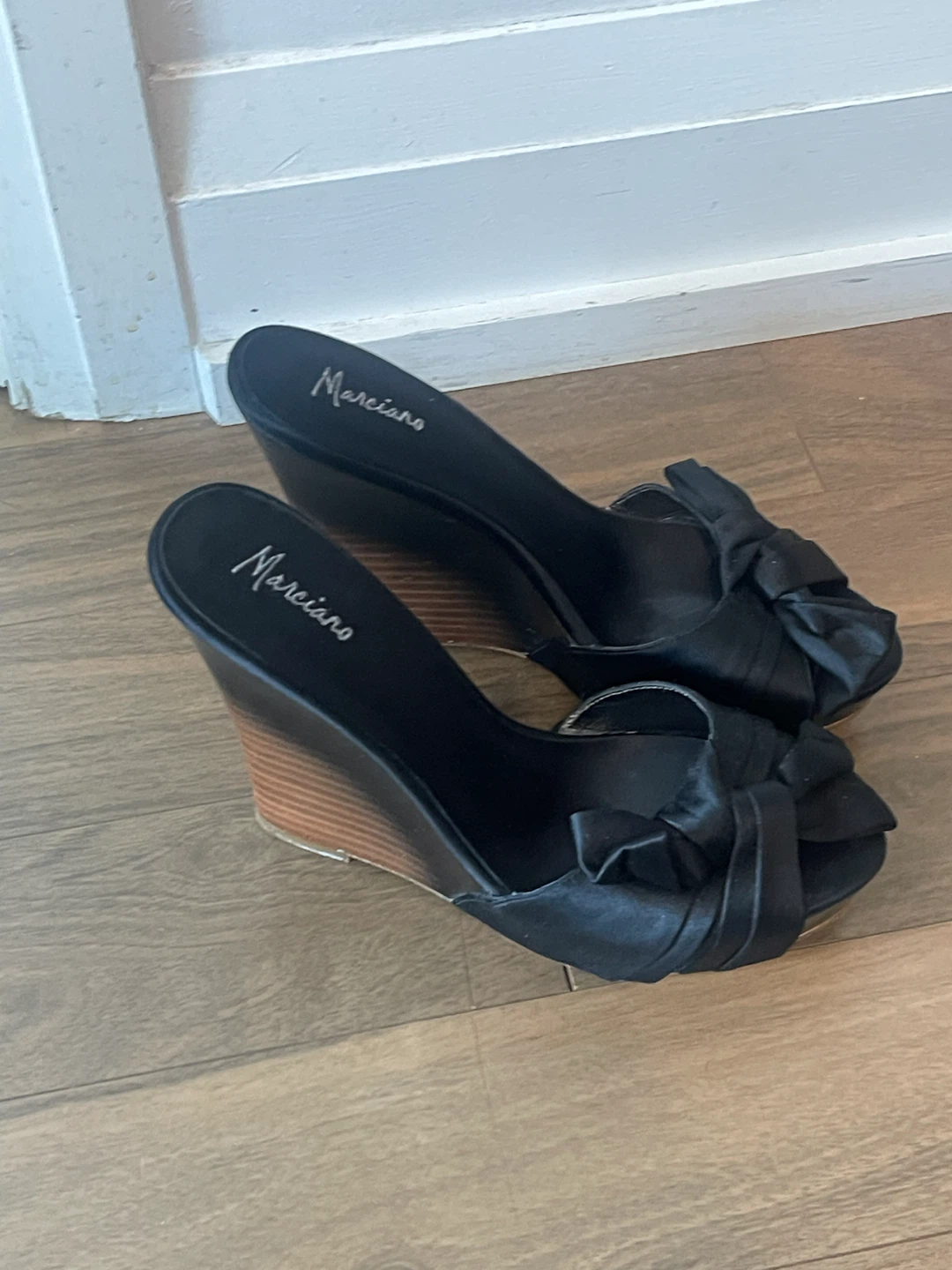 Women's Black Wedge Sandals by Guess