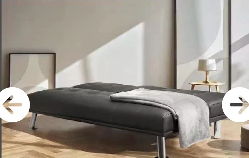 Black Faux Leather Convertible Sofa Bed - photo 3
