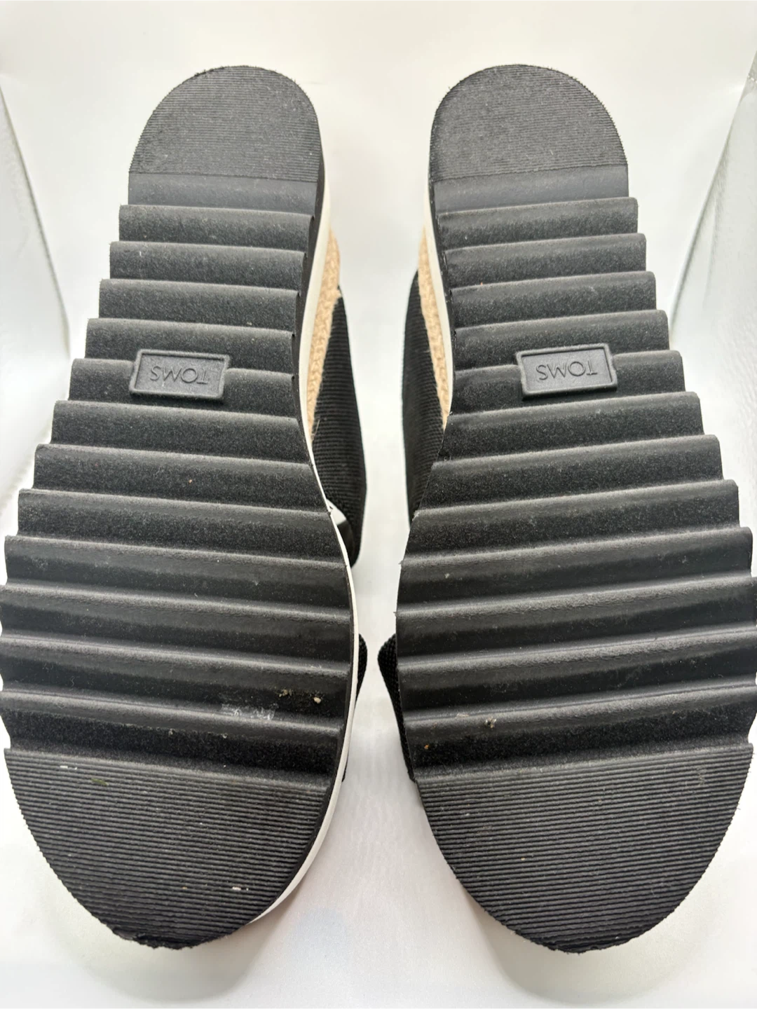 7.5 - TOMS Black Wedge Sandals (Literally like NEW!) - photo 5
