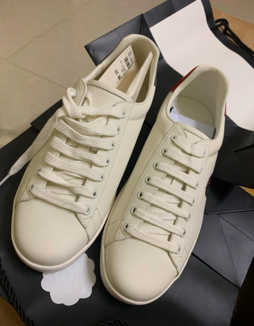 Sneakers Cream Leather Cat Design