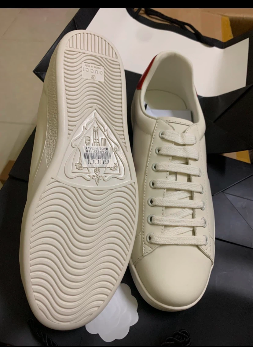 Sneakers Cream Leather Cat Design - photo 2