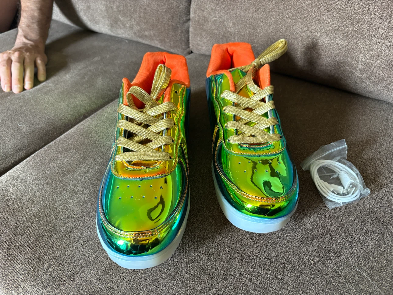 New Mens Kunwfnix Metallic Dazzle Sneakers vibrant chrome finish - photo 3