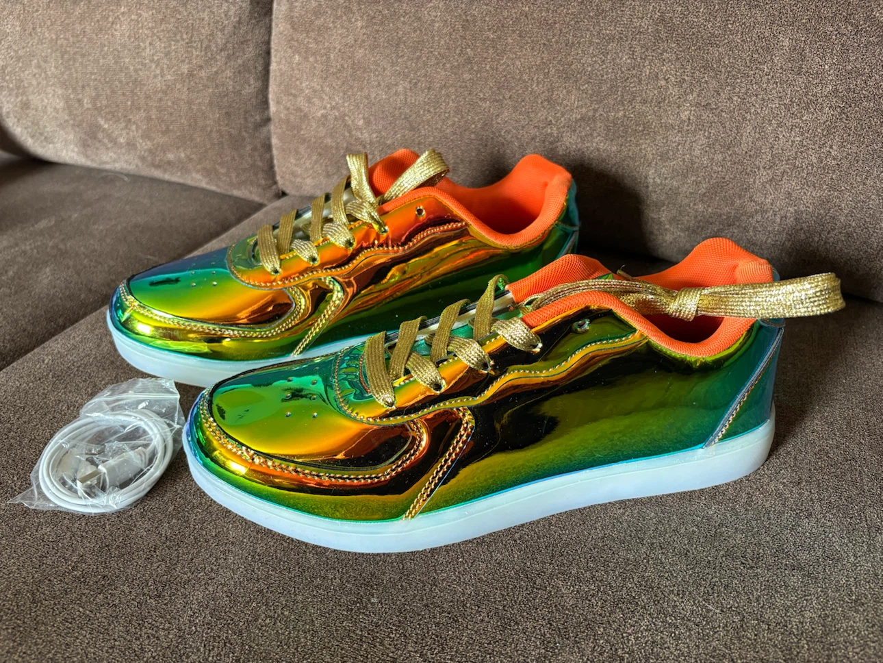 New Mens Kunwfnix Metallic Dazzle Sneakers vibrant chrome finish - photo 4
