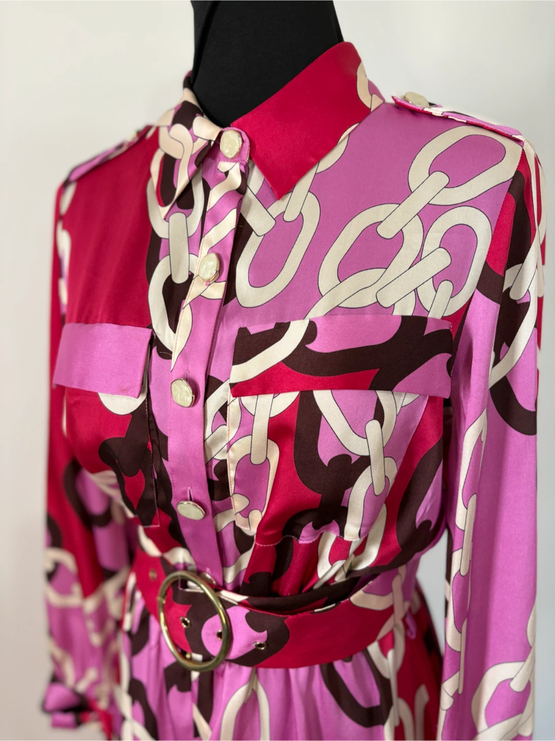 M - NEW with TAG! ZARA Chain Print Belted Shirt Dress - photo 5