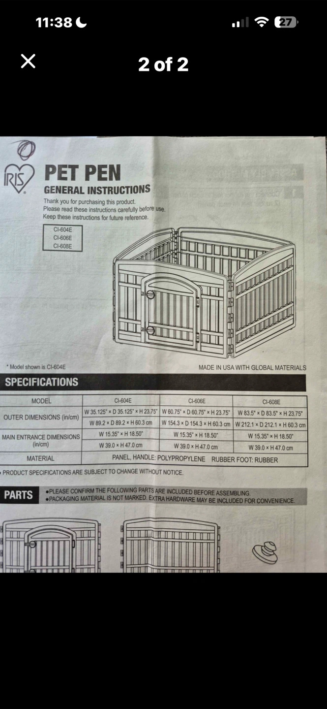 IRIS Pet Pen 24" Tall 4 Panel Playpen for Small Dogs/Puppies