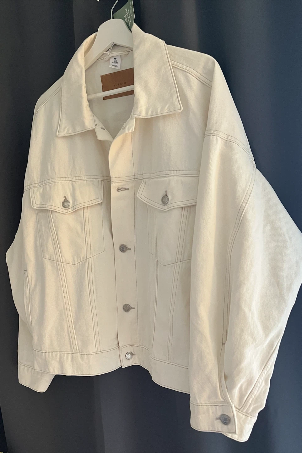 DENIM Cream Oversized Denim Jacket Size L