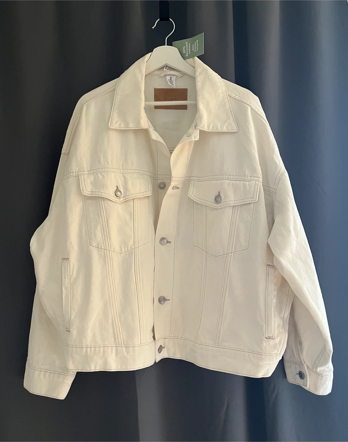 DENIM Cream Oversized Denim Jacket Size L - photo 2
