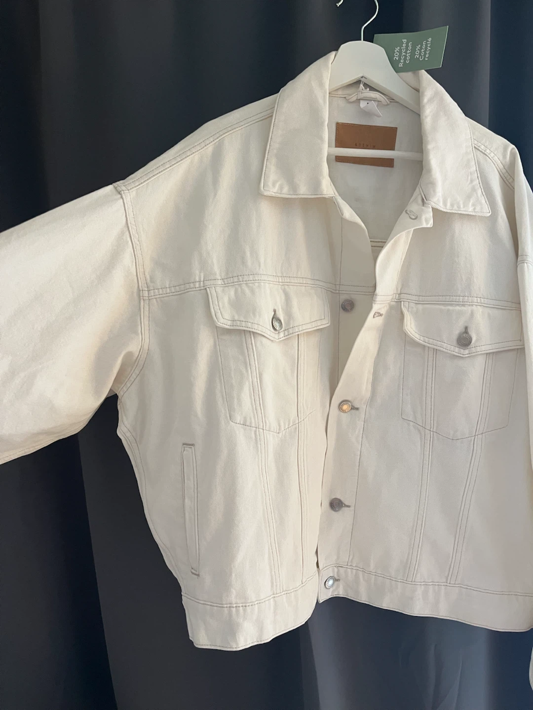 DENIM Cream Oversized Denim Jacket Size L - photo 3