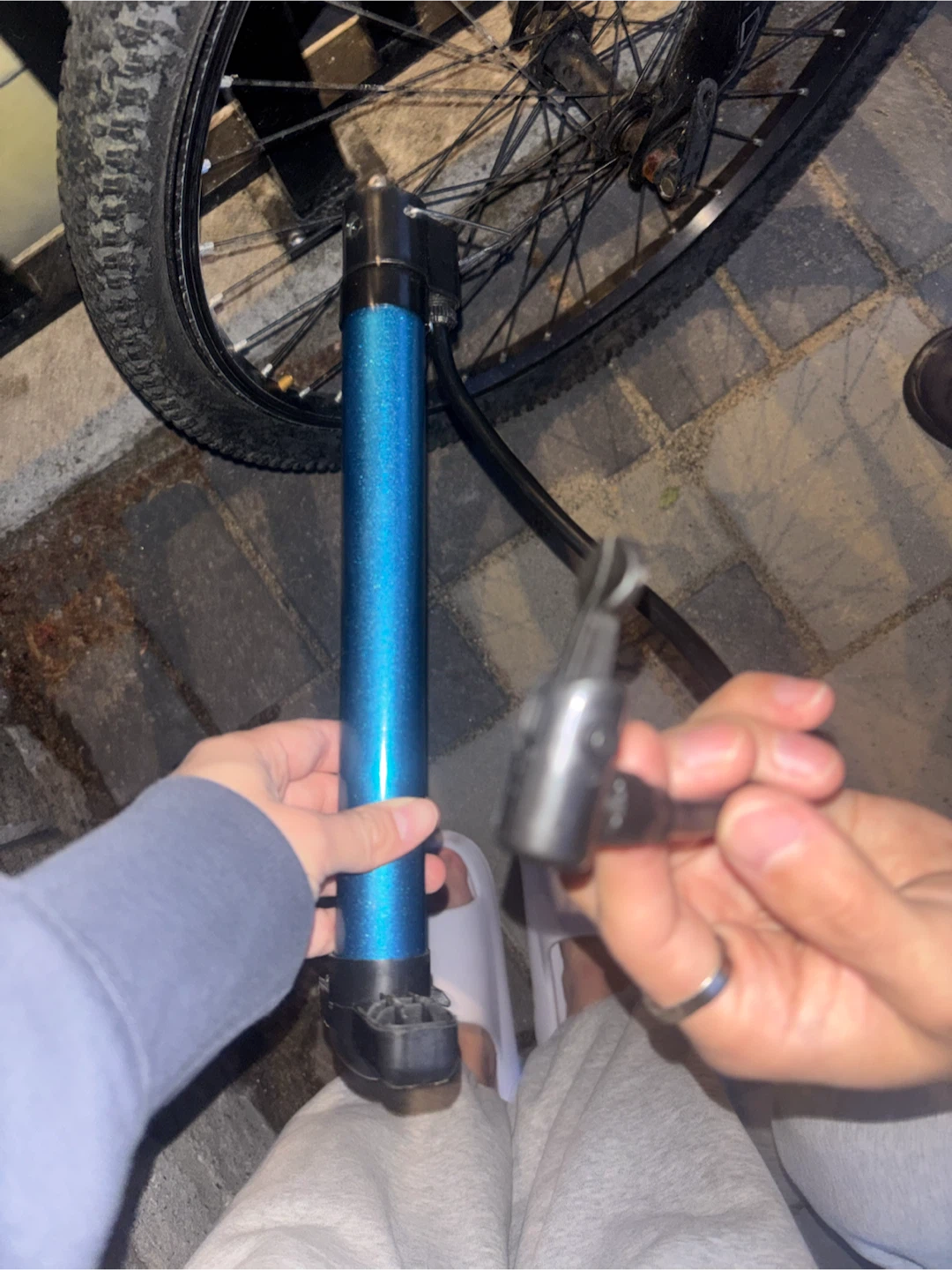 Blue Bicycle Pump with Hose
