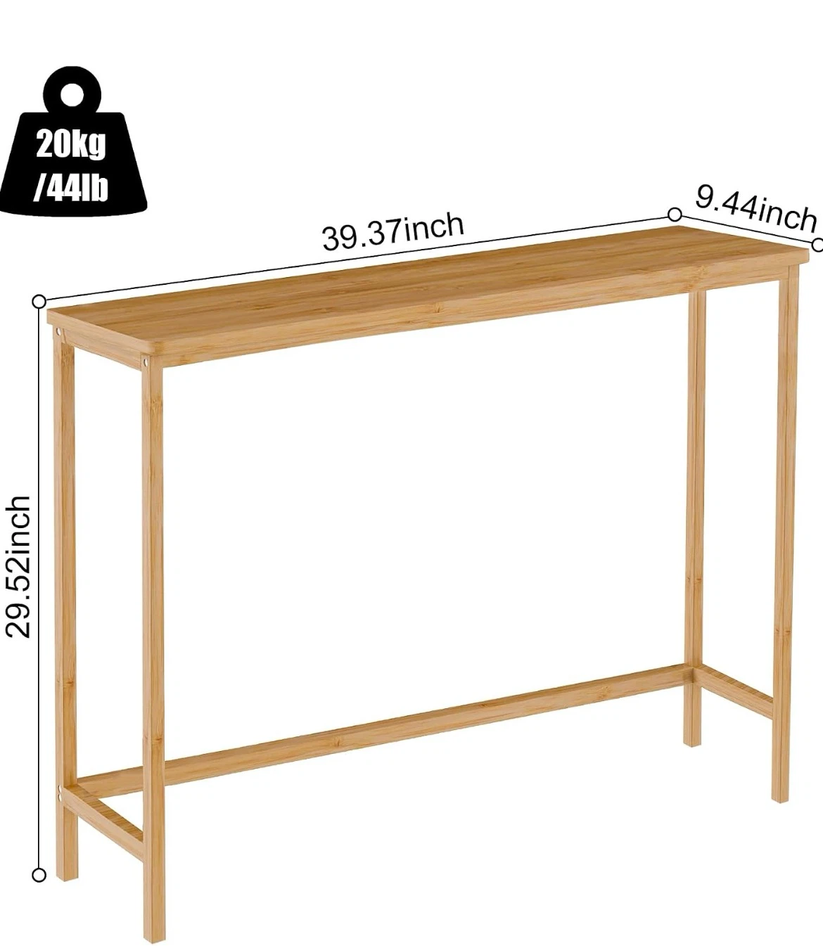 VASMIA 39" Bamboo Console Table - photo 2