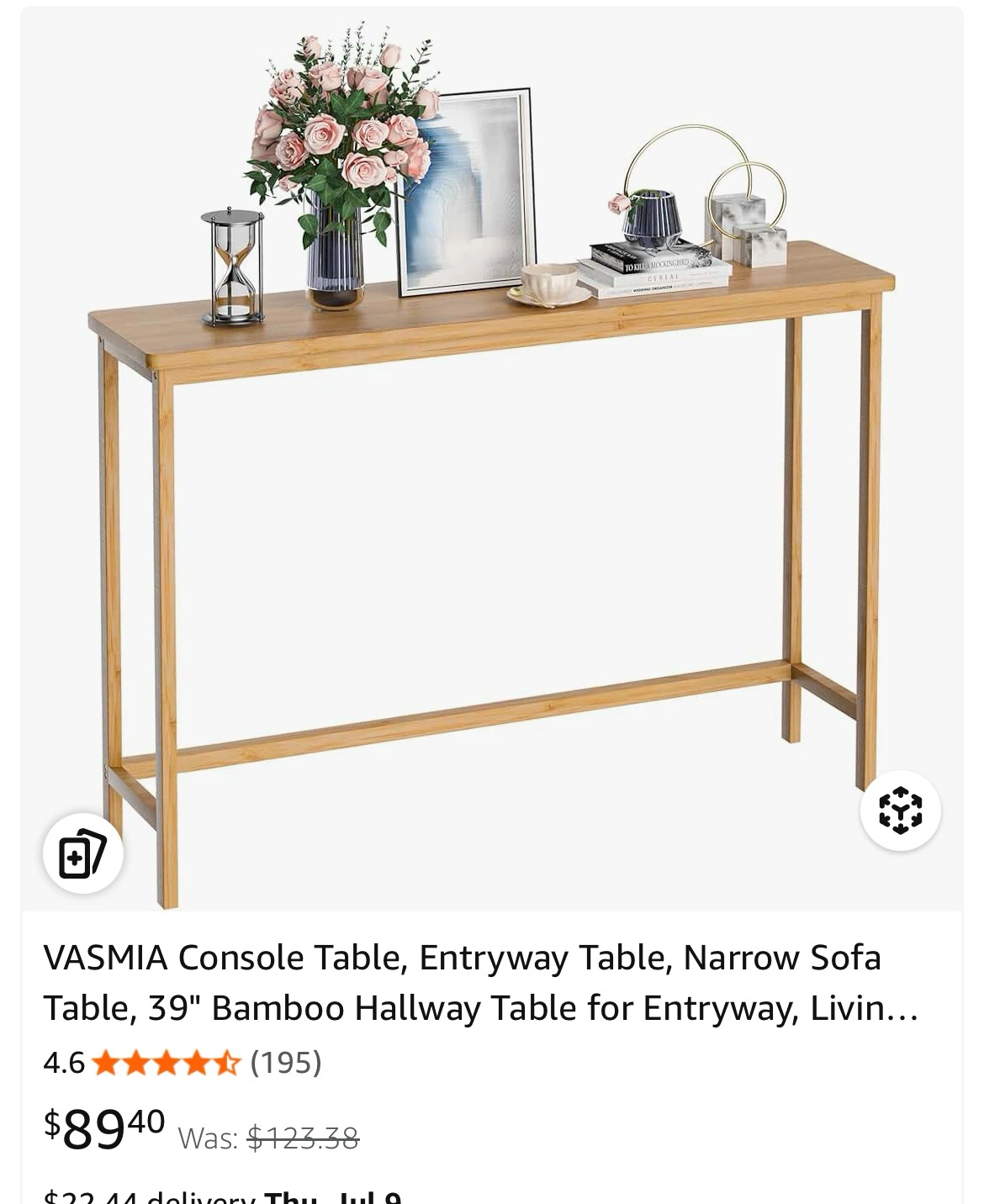 VASMIA 39" Bamboo Console Table - photo 3