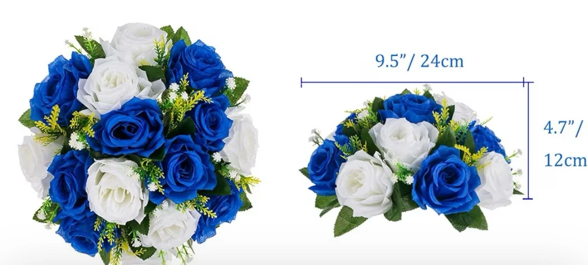 Artificial Blue and White Rose Bouquet - photo 3