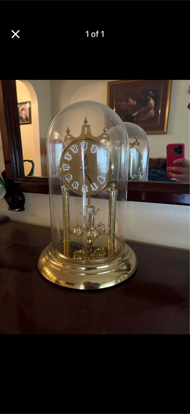 Glass Dome Mantel Clock with Pendulum