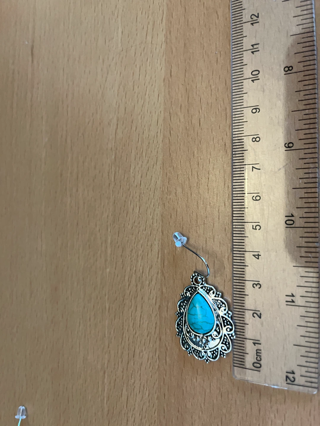 Ornate Turquoise Teardrop Dangle Earrings - photo 3