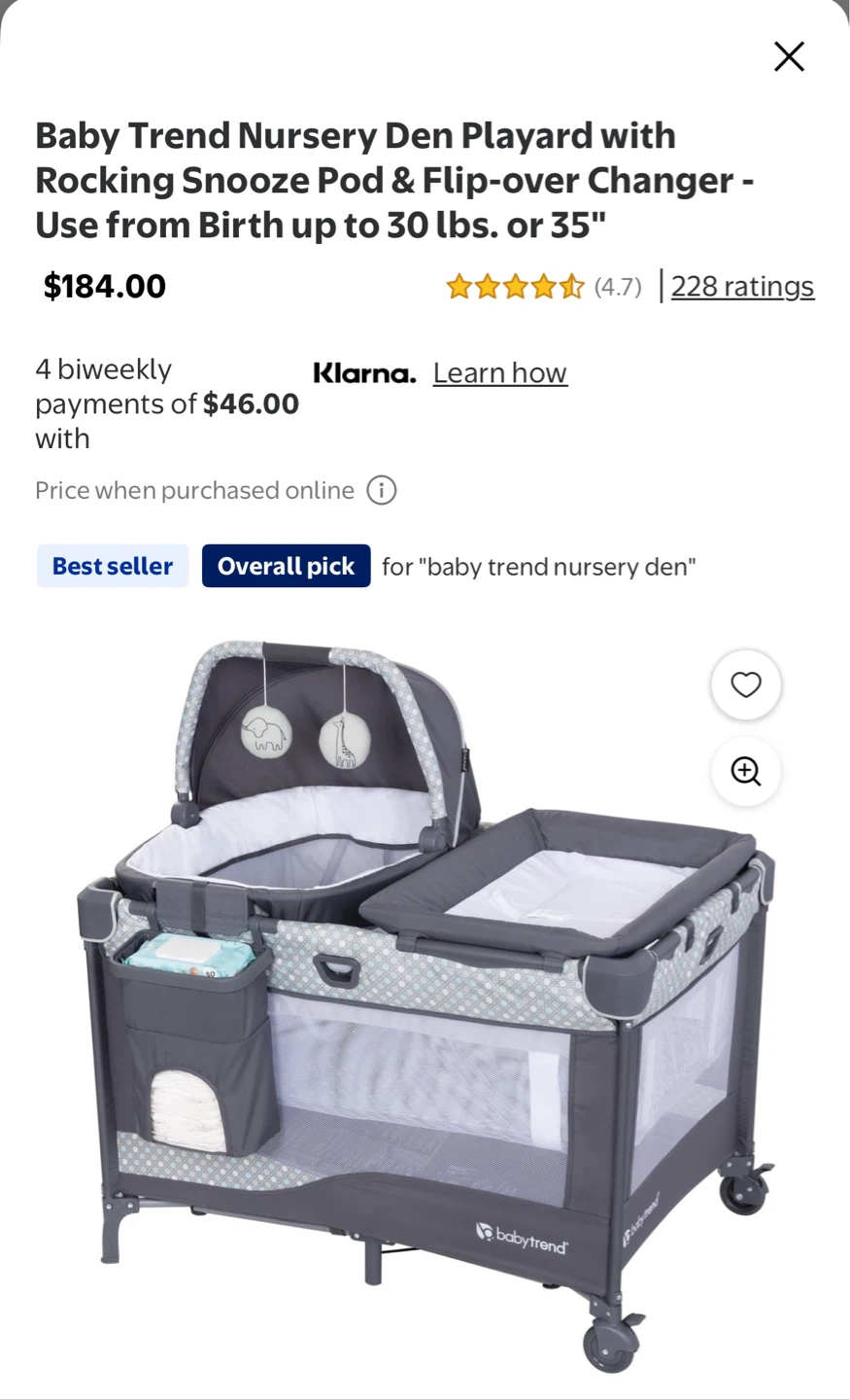 Bassinet/ Baby Trend Nursery Den Playard - photo 2