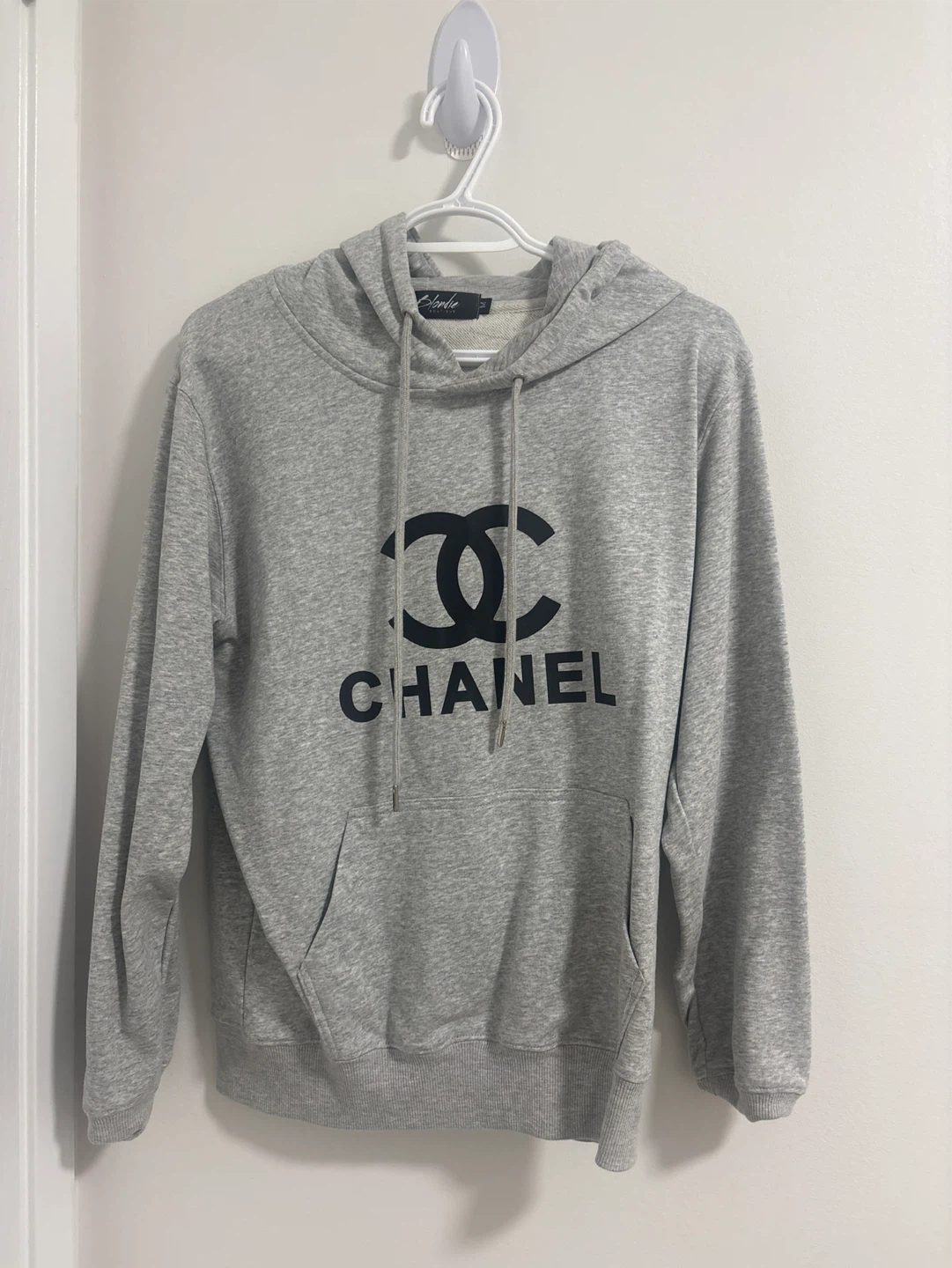 Grey Blondie Boutique Hoodie with Chanel Logo