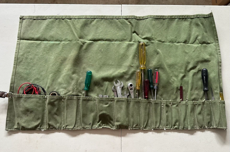 Green Canvas Tool Roll Bag