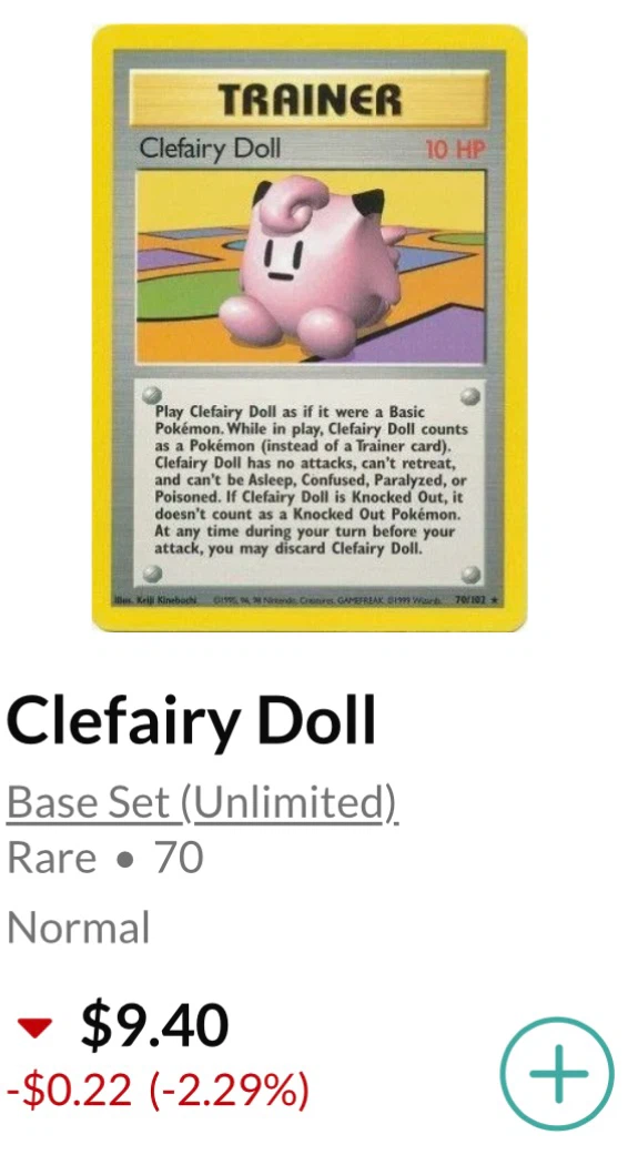 Clefairy Doll Trainer • Pokémon Base Set (Unlimited) *** - photo 3