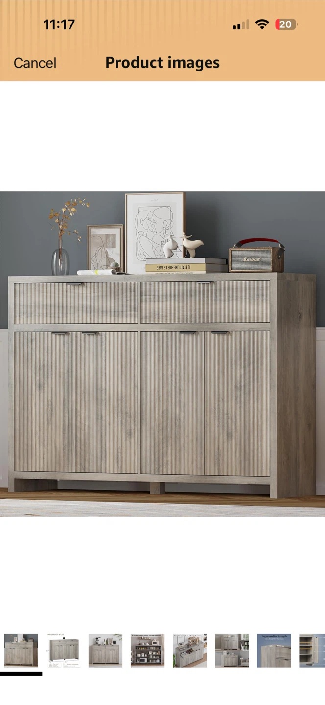 IAISRO Fluted Sideboard Buffet Cabinet
