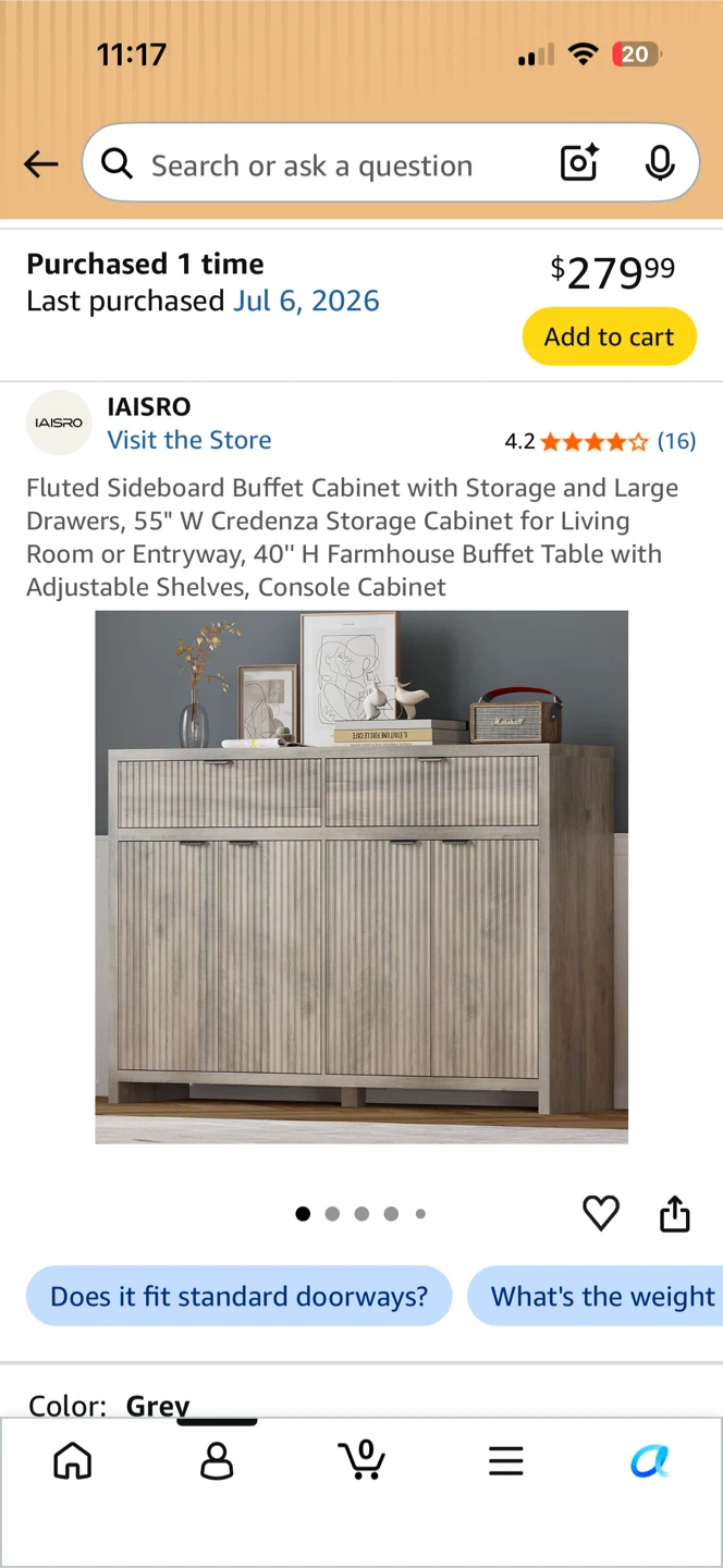 IAISRO Fluted Sideboard Buffet Cabinet - photo 3