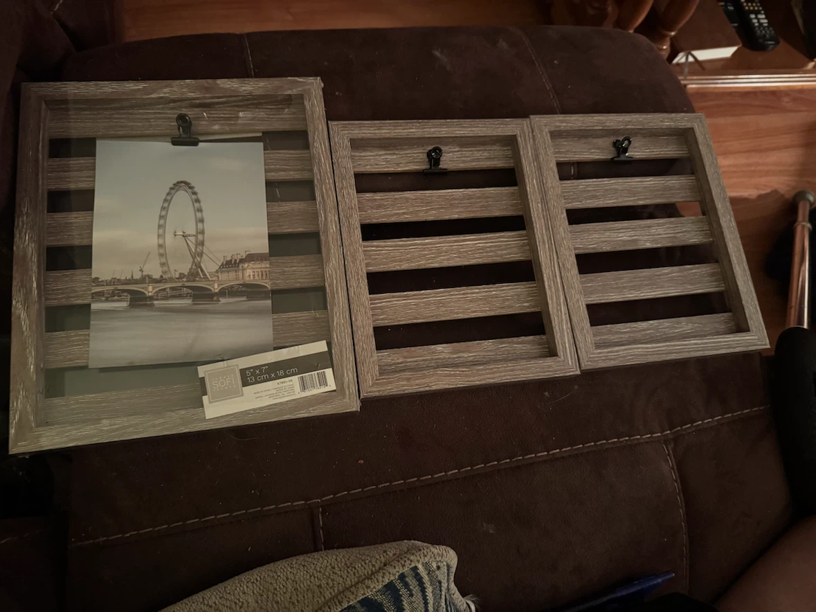 3 Wooden Photo Clip Frames