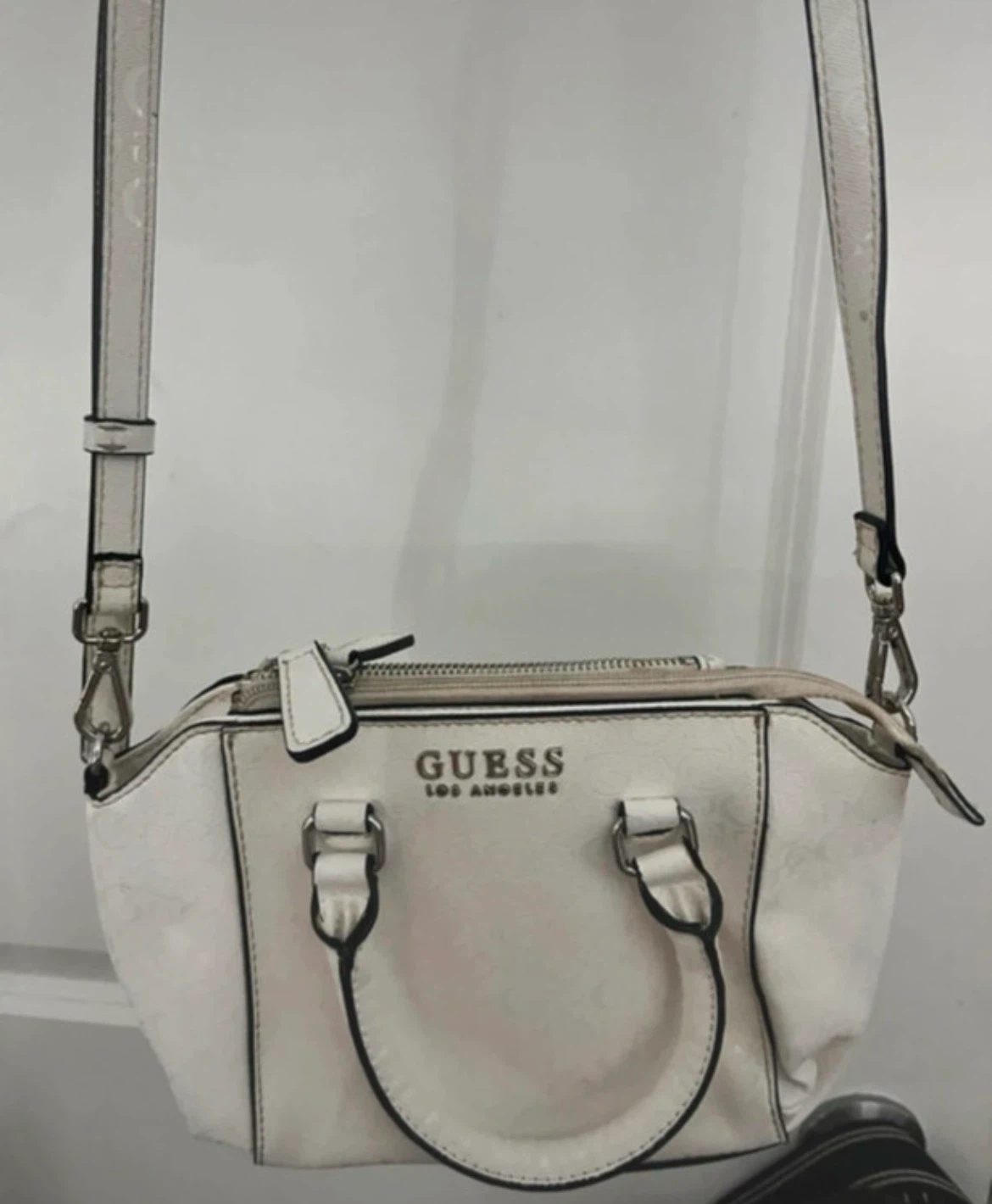 White GUESS Los Angeles Satchel Handbag