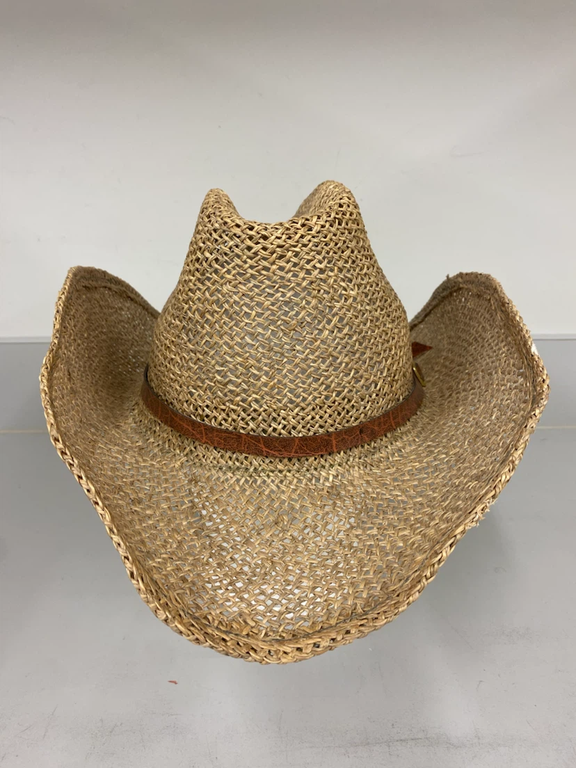 Straw Cowboy Hat with Leather Band - photo 2