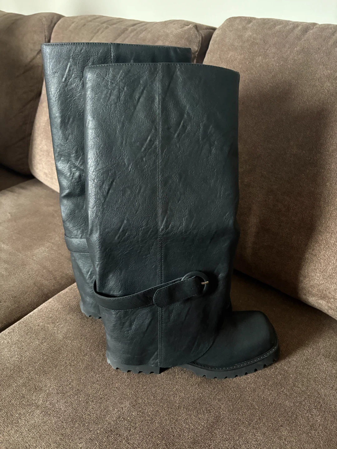 New Black Teaieui  Faux Leather Motorcycle/Biker Boots  Size 8.5 - photo 4