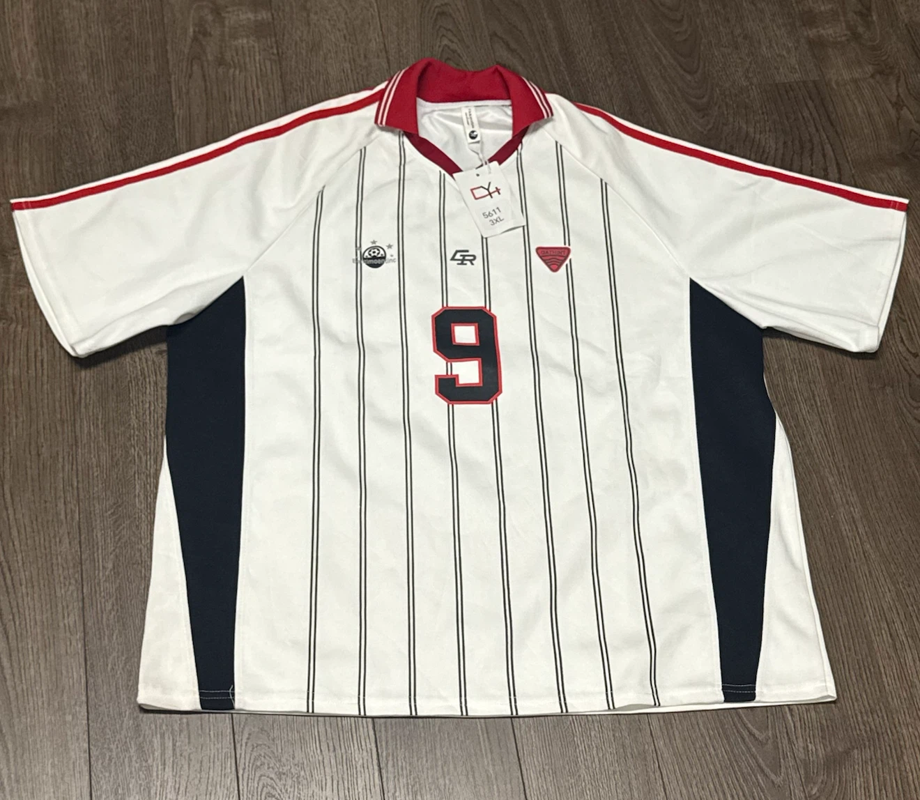 White Pinstripe Soccer Jersey - 3XL
