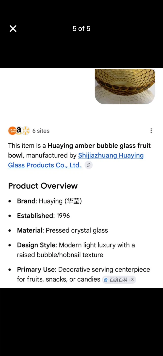 Huaying Amber Bubble Glass Fruit Bowl - photo 4