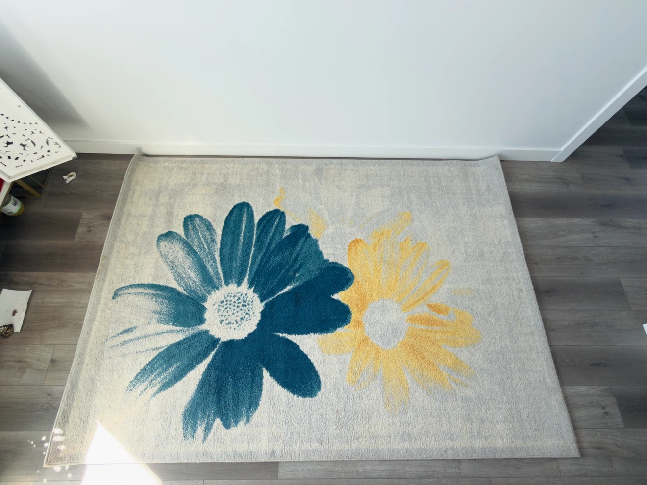 5x8 Area Rug (Teal & Yellow Floral)