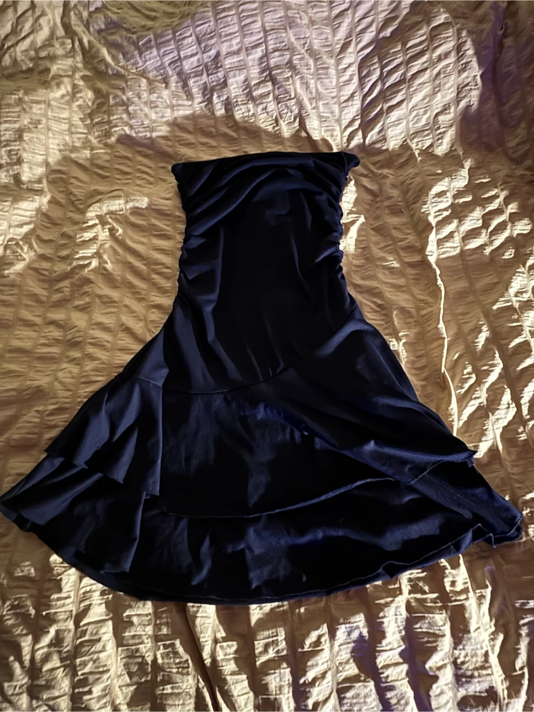 Satin strapless mini dress