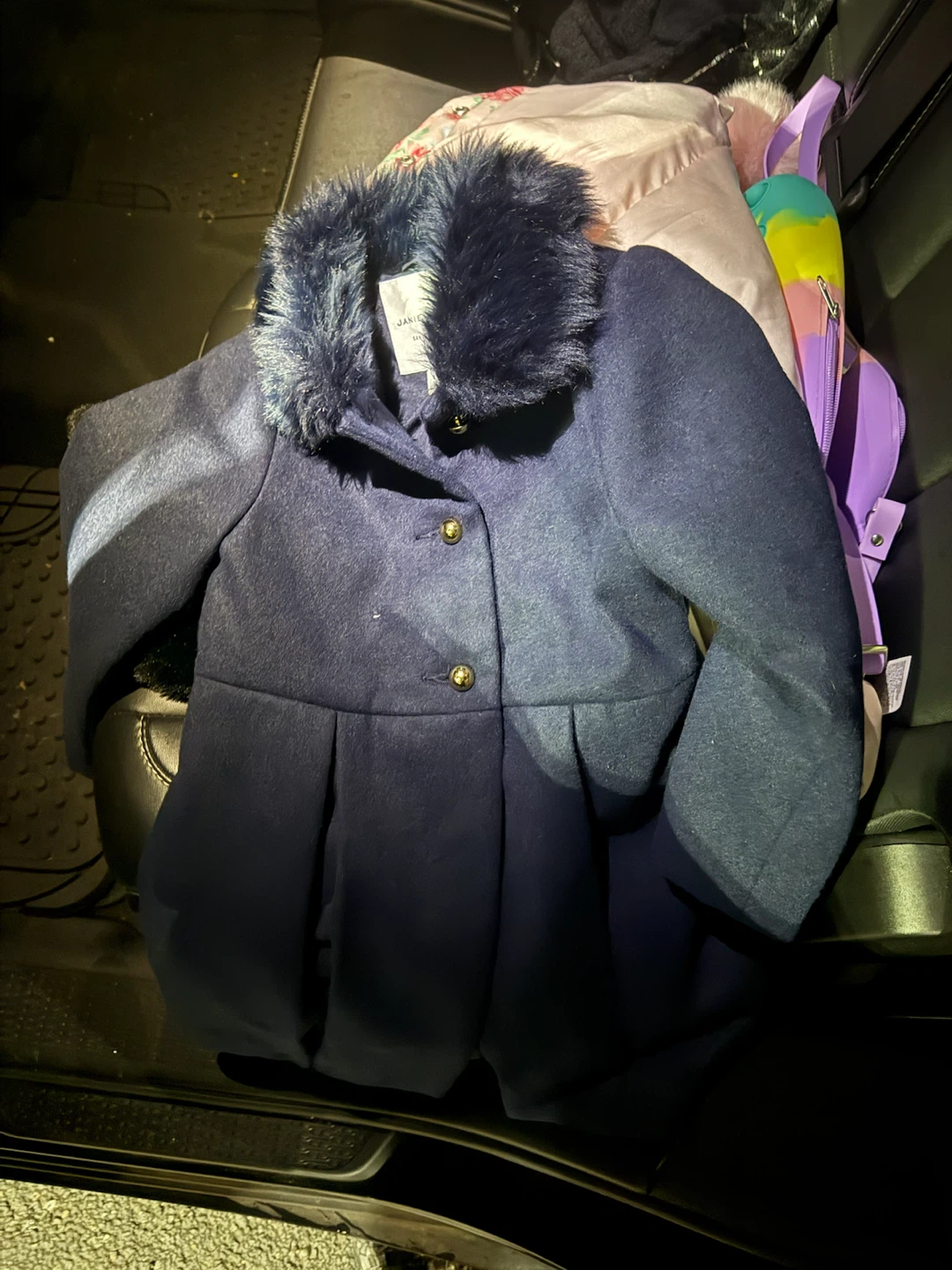 Janie and Jack Navy Blue Coat with Faux Fur Collar - photo 2