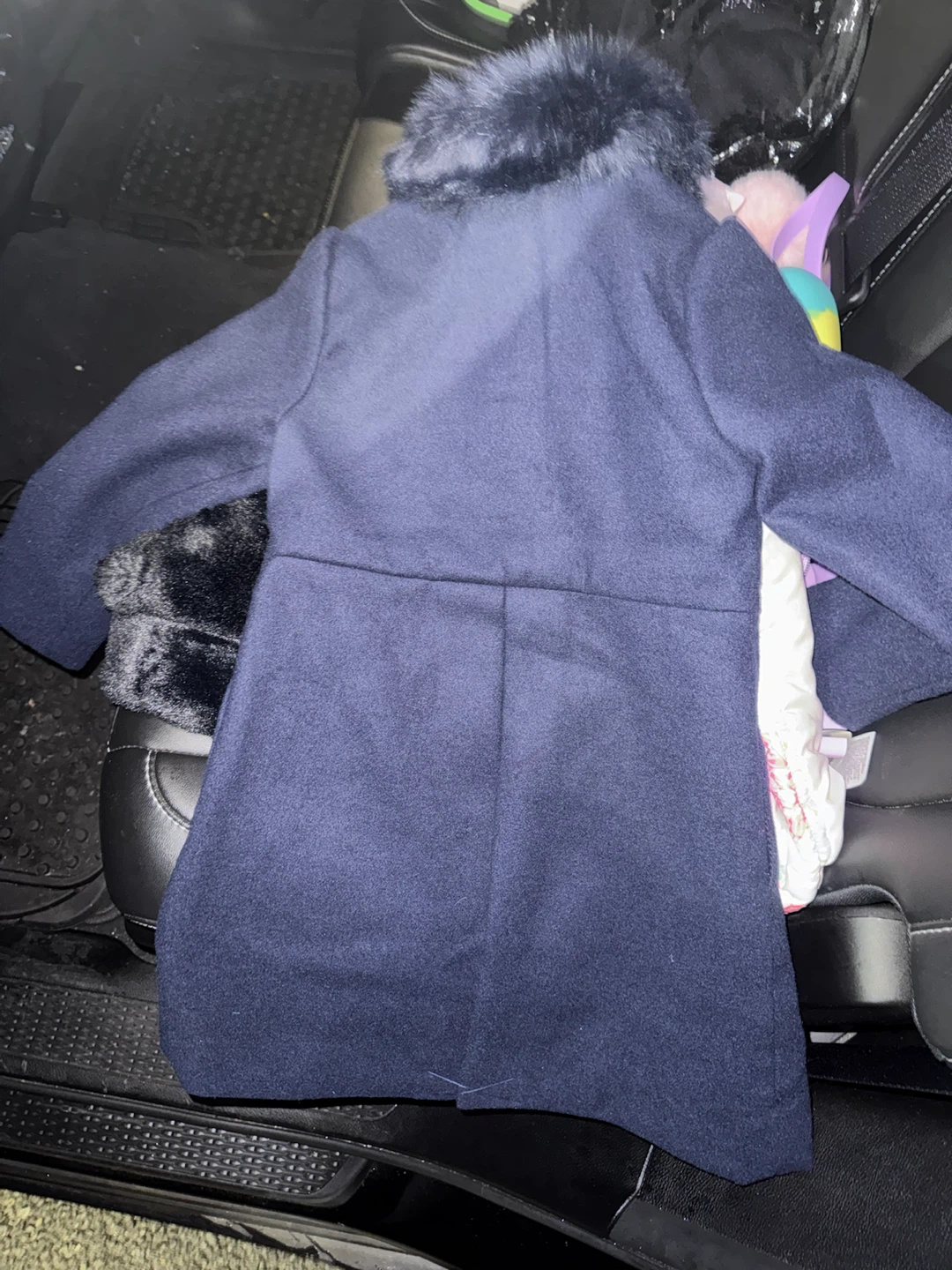 Janie and Jack Navy Blue Coat with Faux Fur Collar - photo 3