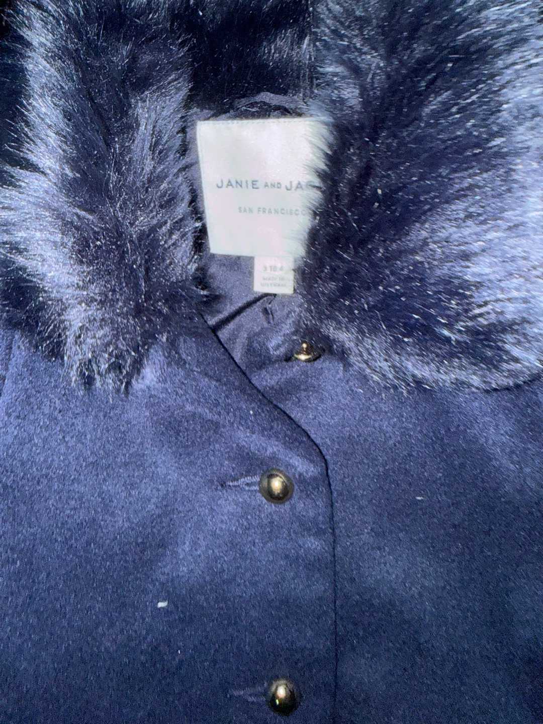 Janie and Jack Navy Blue Coat with Faux Fur Collar - photo 4