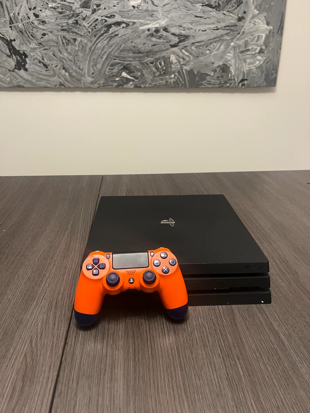 PlayStation 4 Pro Console with Orange Controller and Games - photo 2